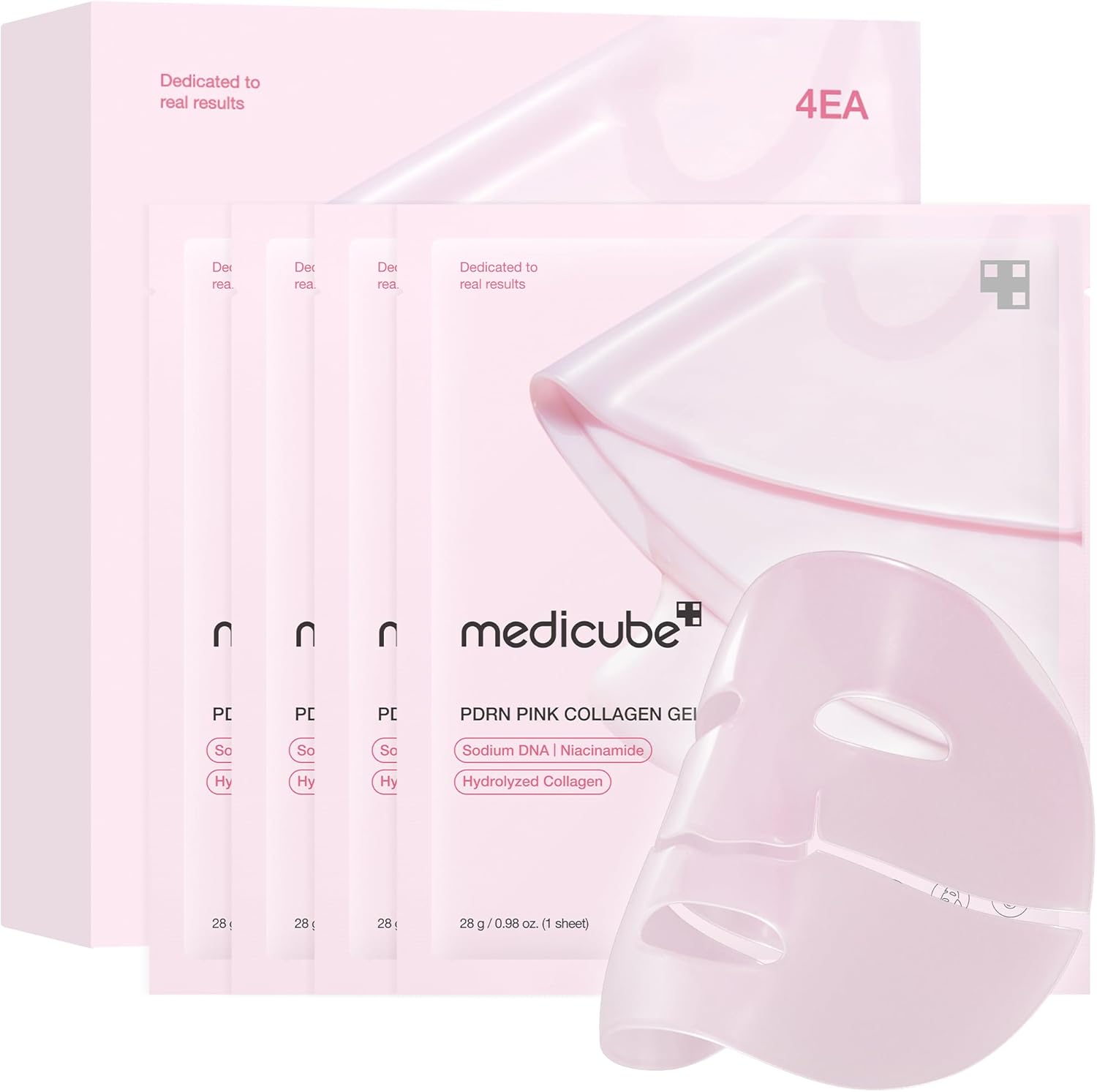 Salmon DNA PDRN Pink Collagen Jelly Gel Mask | Overnight Face Mask for Glass Glow Skin- Elasticity, Hydrating, Firming and Moisturising | Korean Skincare, 28G, 4Ea