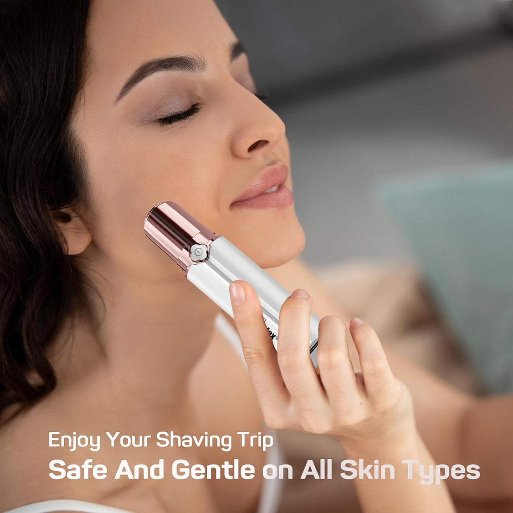 Facial Hair Remover for Women,Hair Removal Device Rechargeable,Epilator for Women for Face Included 2 X Replacement Heads,Painless Lady Shavers,For Lip,Mustache, Chin