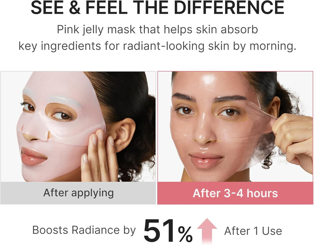 Salmon DNA PDRN Pink Collagen Jelly Gel Mask | Overnight Face Mask for Glass Glow Skin- Elasticity, Hydrating, Firming and Moisturising | Korean Skincare, 28G, 4Ea