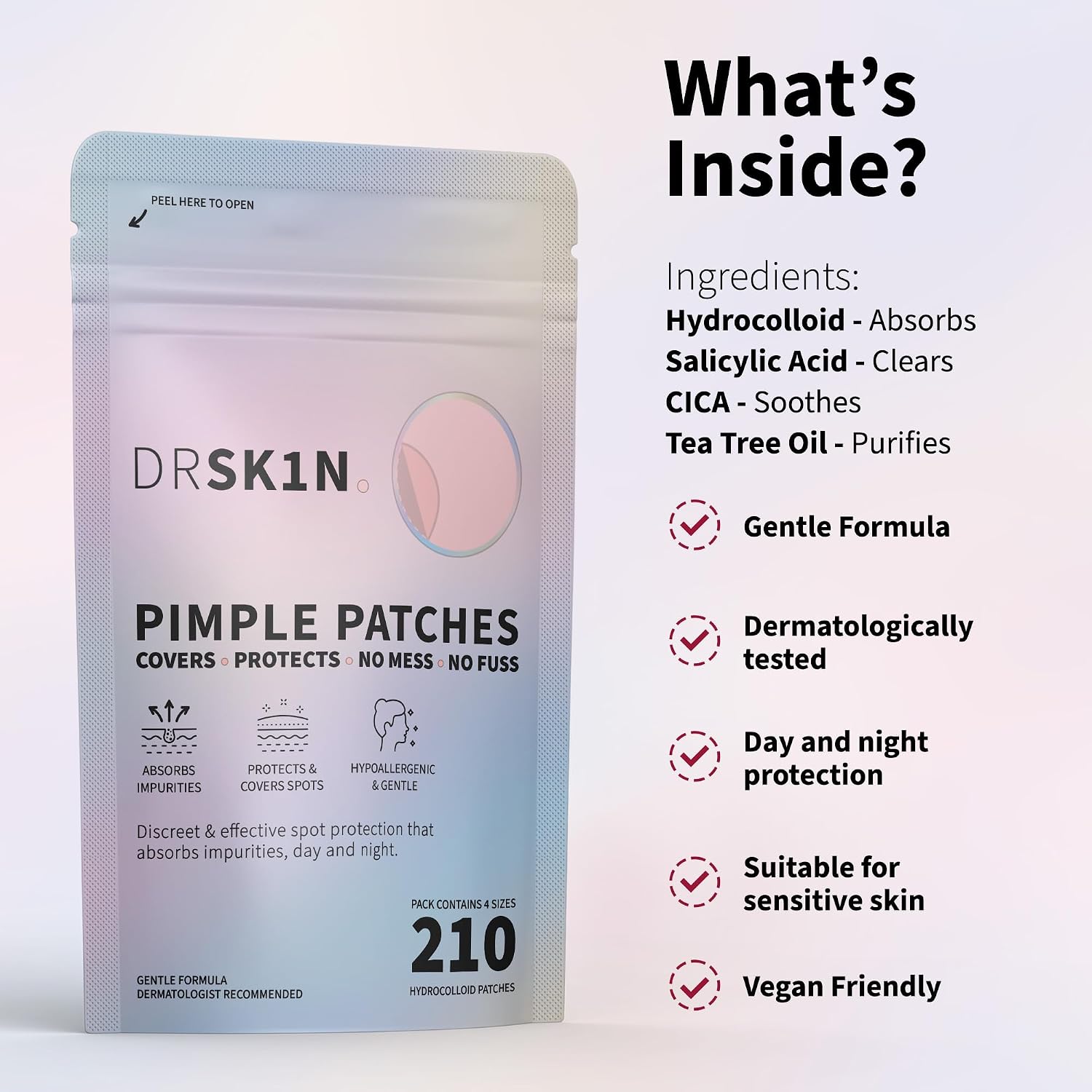 Pimple Patches Invisible Spot Patches - Day & Night Acne Treatment, Clear Spot Remover - 210 Hydrocolloid Patches - Korean Spot Treatment Blemish & Pimple Stickers (Original 210 (1Pack))
