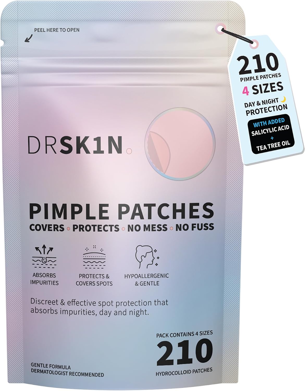 Pimple Patches Invisible Spot Patches - Day & Night Acne Treatment, Clear Spot Remover - 210 Hydrocolloid Patches - Korean Spot Treatment Blemish & Pimple Stickers (Original 210 (1Pack))