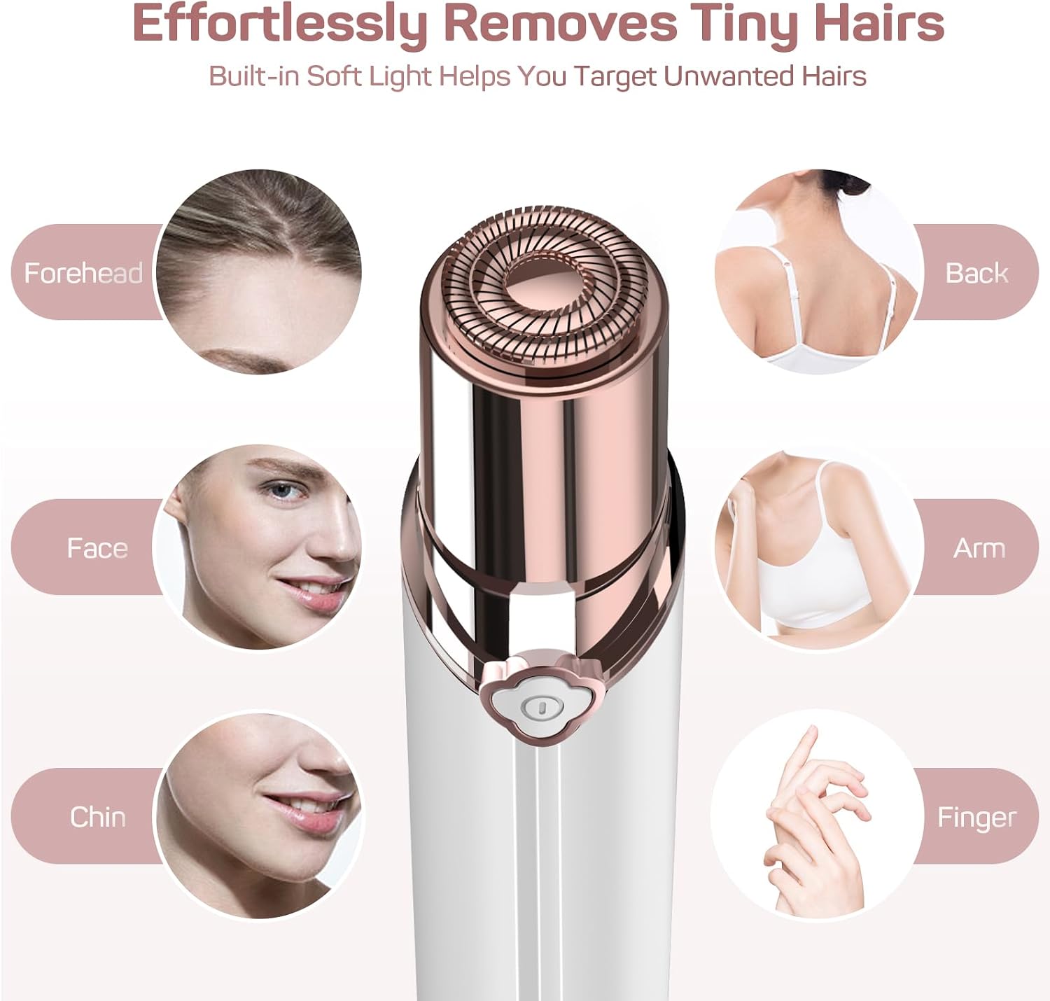 Facial Hair Remover for Women,Hair Removal Device Rechargeable,Epilator for Women for Face Included 2 X Replacement Heads,Painless Lady Shavers,For Lip,Mustache, Chin