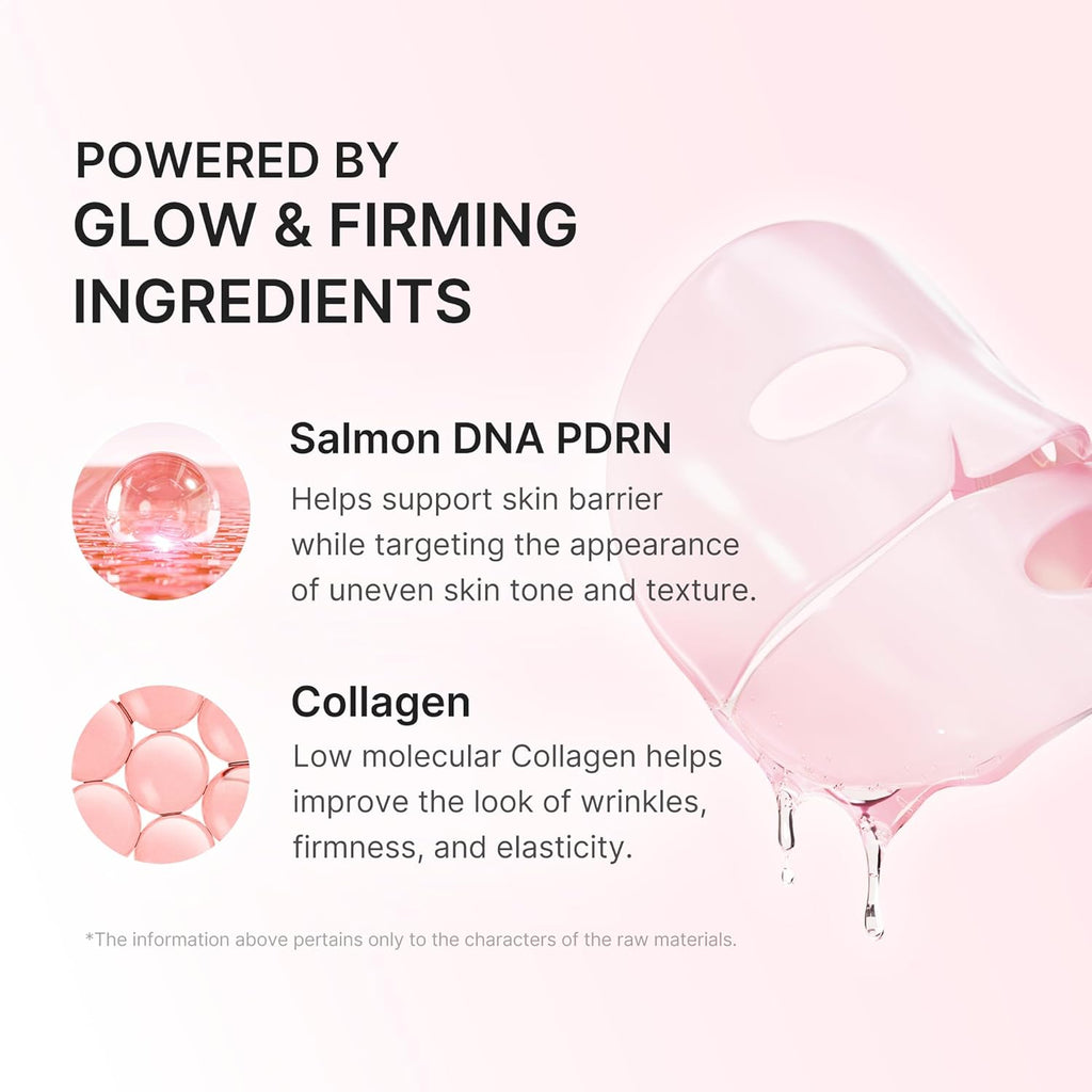 Salmon DNA PDRN Pink Collagen Jelly Gel Mask | Overnight Face Mask for Glass Glow Skin- Elasticity, Hydrating, Firming and Moisturising | Korean Skincare, 28G, 4Ea