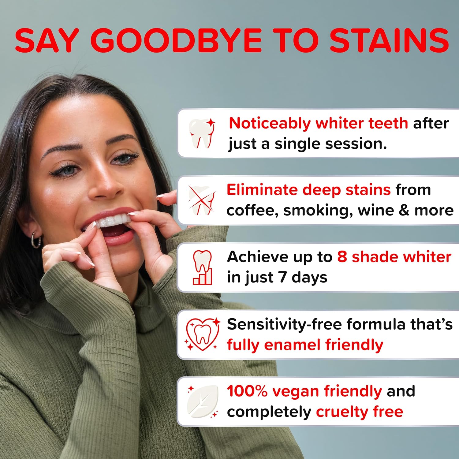 Teeth Whitening Strips, 60 Strips (30-Day Treatment) – Non-Peroxide Formula, Enamel-Safe, Brighten Teeth Fast, Removes Coffee, Wine, Smoke Stains, Safe for Sensitive Teeth