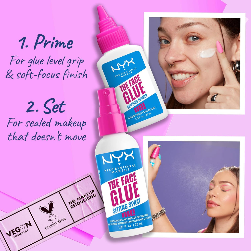 Primer, the Face Glue Primer, Gripping Primer for Face, up to 24 Hour Hydration and Makeup Wear, Polyglutamic Acid, Non-Comedogenic, 35Ml