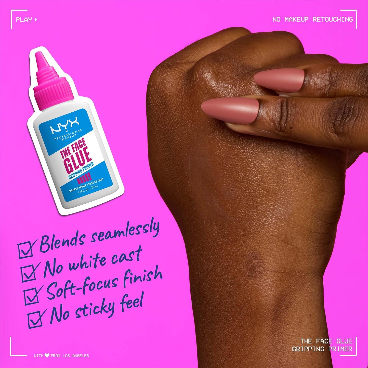 Primer, the Face Glue Primer, Gripping Primer for Face, up to 24 Hour Hydration and Makeup Wear, Polyglutamic Acid, Non-Comedogenic, 35Ml