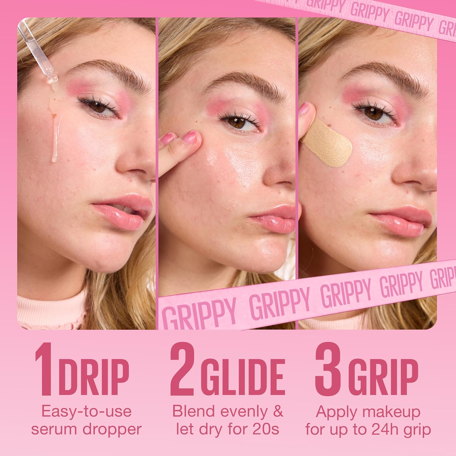 New York Grippy Serum Makeup Primer, Glides on like a Serum, up to 24H Wear, Instantly Plumps & Hydrates Skin, +2% Niacinamide, Water-Based Formula, Suitable for All Skin Types (30Ml)