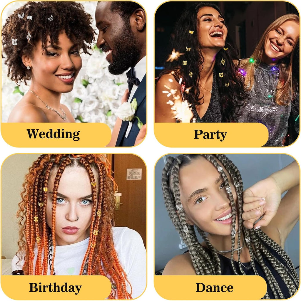 80 Pcs Hair Jewelry for Braids,Gold Hair Cuffs Dreadlock Accessories,Adjustable Hair Rings Braid Decorations for Women (80Pcs-Gold, Style1)