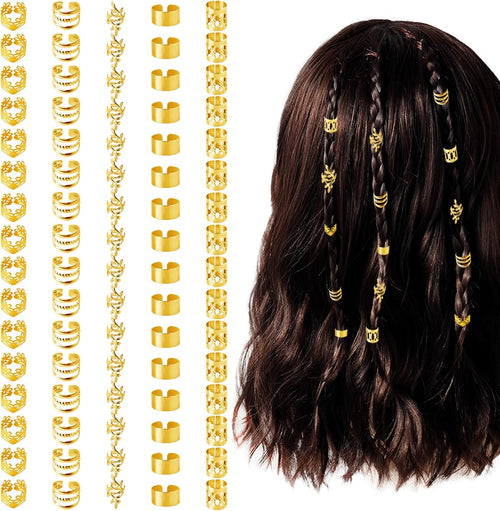 80 Pcs Hair Jewelry for Braids,Gold Hair Cuffs Dreadlock Accessories,Adjustable Hair Rings Braid Decorations for Women (80Pcs-Gold, Style1)