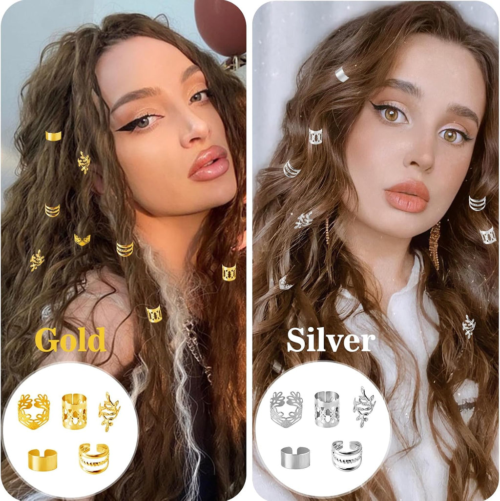 80 Pcs Hair Jewelry for Braids,Gold Hair Cuffs Dreadlock Accessories,Adjustable Hair Rings Braid Decorations for Women (80Pcs-Gold, Style1)