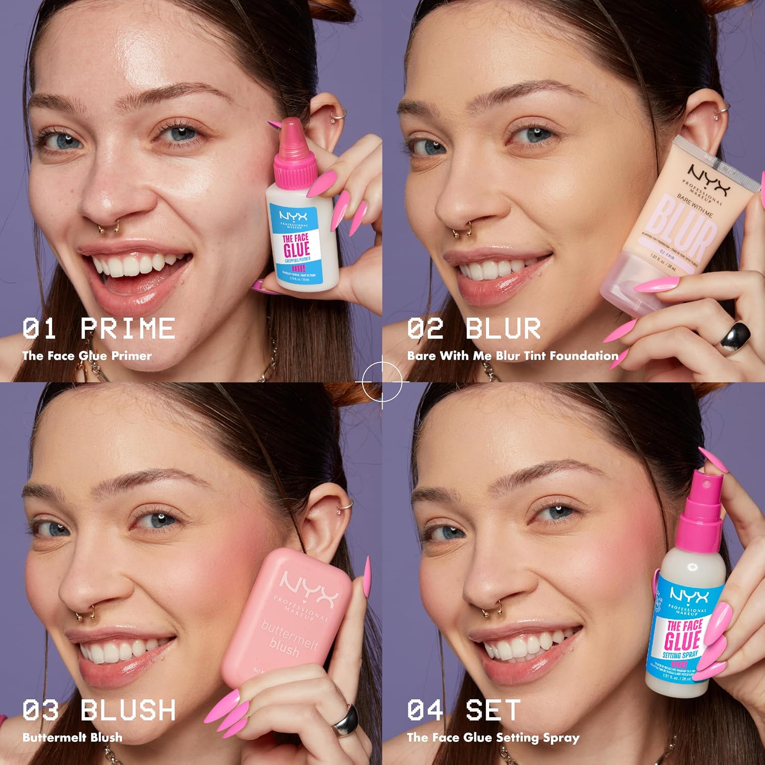 Primer, the Face Glue Primer, Gripping Primer for Face, up to 24 Hour Hydration and Makeup Wear, Polyglutamic Acid, Non-Comedogenic, 35Ml