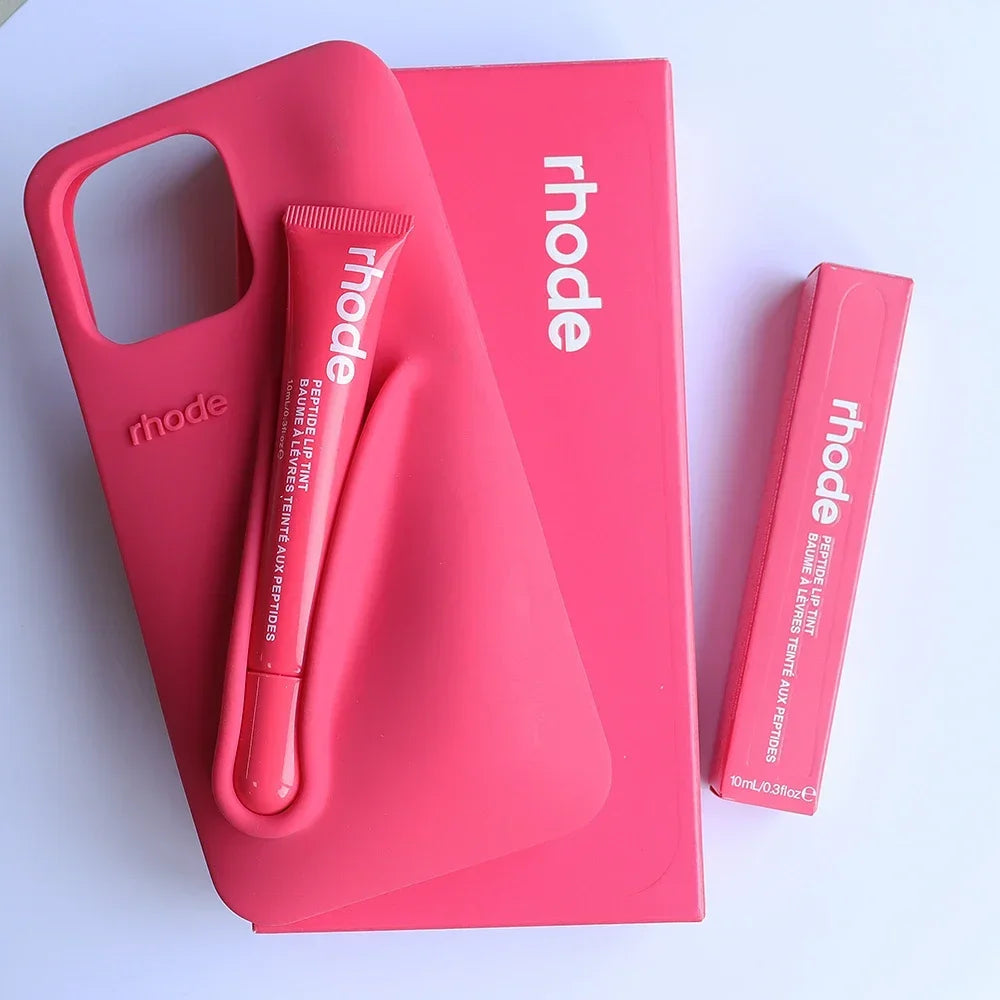 Three-Piece Set for Iphone 13 14 15 Pro Max  Phone Case Gray Toast Espresso Ribbon Raspberry Jelly Silicone Lipstick Cover