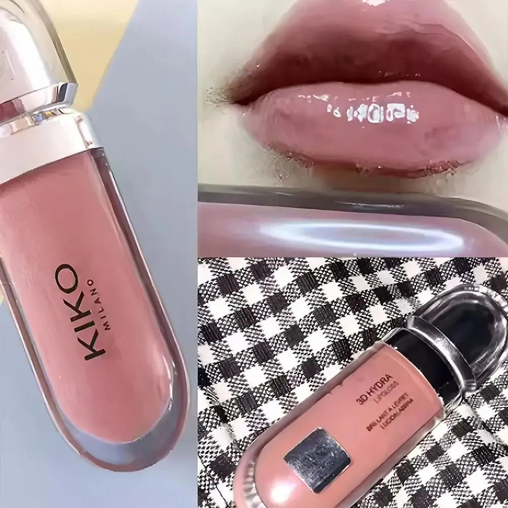Original  3D Mirror Lip Glaze Waterproof Non Fading and Non Stick Cup Gentle Bean Paste Color Fine Shiny Point Charm Red
