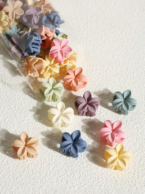 10/20Pcs Small Hair Claw Clips Sweet Color Mixed Flower Frosted Clips Hairpin Barrette for Women Girl Kids Hair Accessories