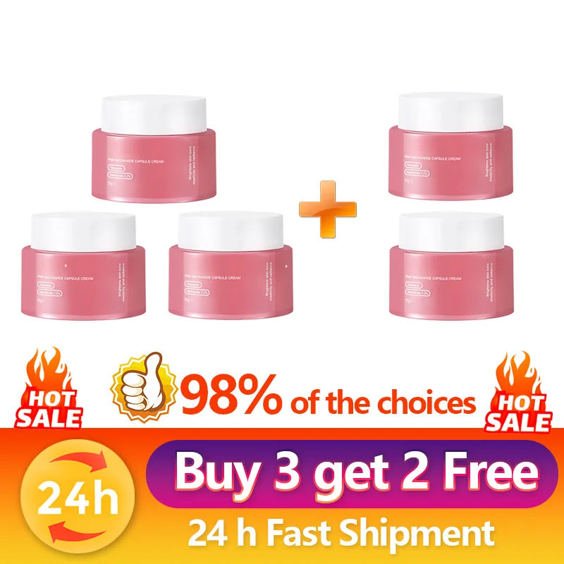 Korean Pink Collagen PDRN Capsule Cream with Niacinamide Cream for Uneven Skin Tone Lightweight Face Moisturizer Non Greasy Care
