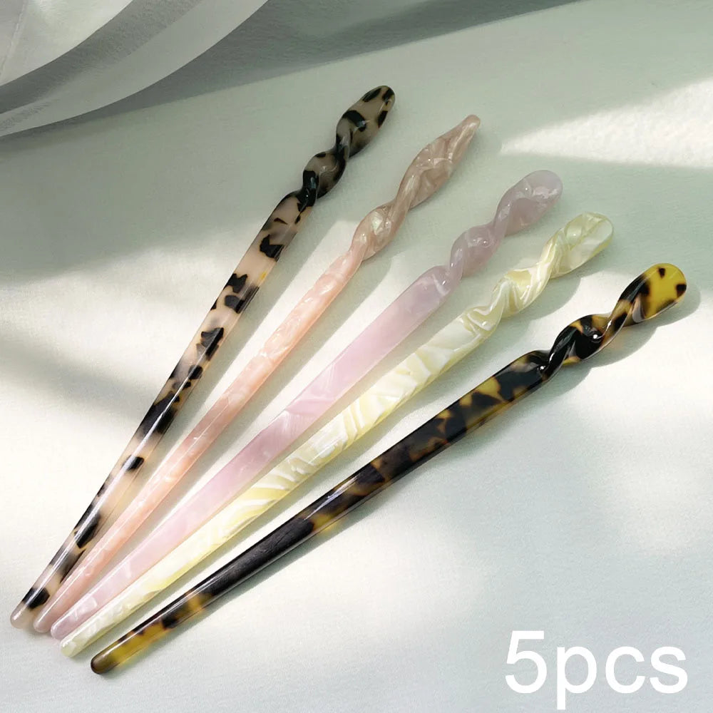 3/5Pcs Chinese Style Hair Sticks Vintage Acetate Resin Chopstick Women Hairpins Hair Clip Pin Headwear Wedding Hair Accessories