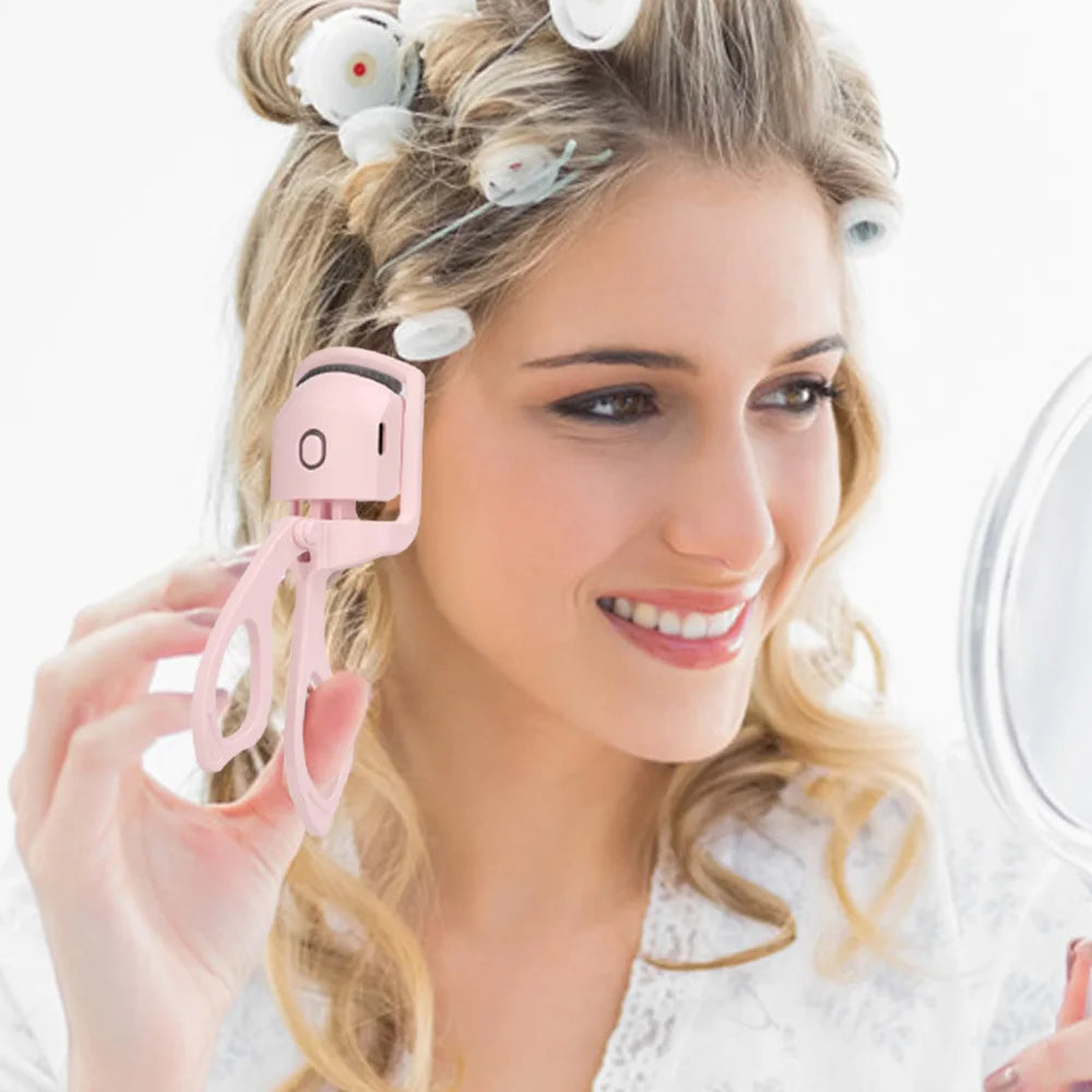 Portable Heated Eyelash Curler Electric Eyelash Curler Quick Heating Adjustable for Long Lasting Curls Handheld for Home Travel