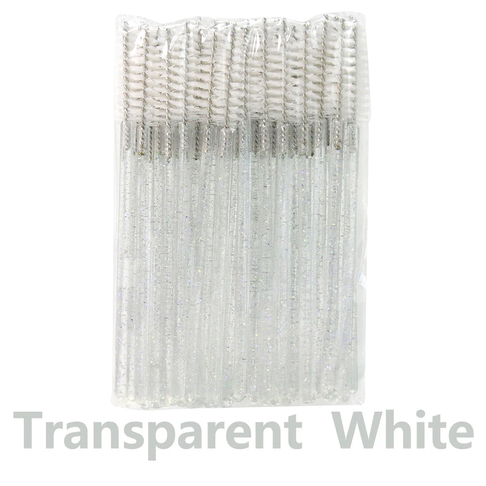50Pcs Disposable Eyelash Brush Soft Head Crystal Eyebrow Brush Lash Extension Brush Mascara Wand Makeup Tool