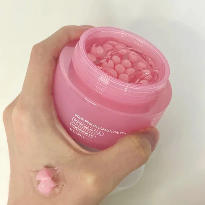 Korean Pink Collagen PDRN Capsule Cream with Niacinamide Cream for Uneven Skin Tone Lightweight Face Moisturizer Non Greasy Care
