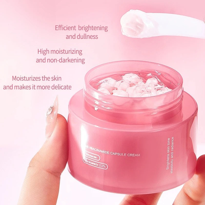 Korean Pink Collagen PDRN Capsule Cream with Niacinamide Cream for Uneven Skin Tone Lightweight Face Moisturizer Non Greasy Care