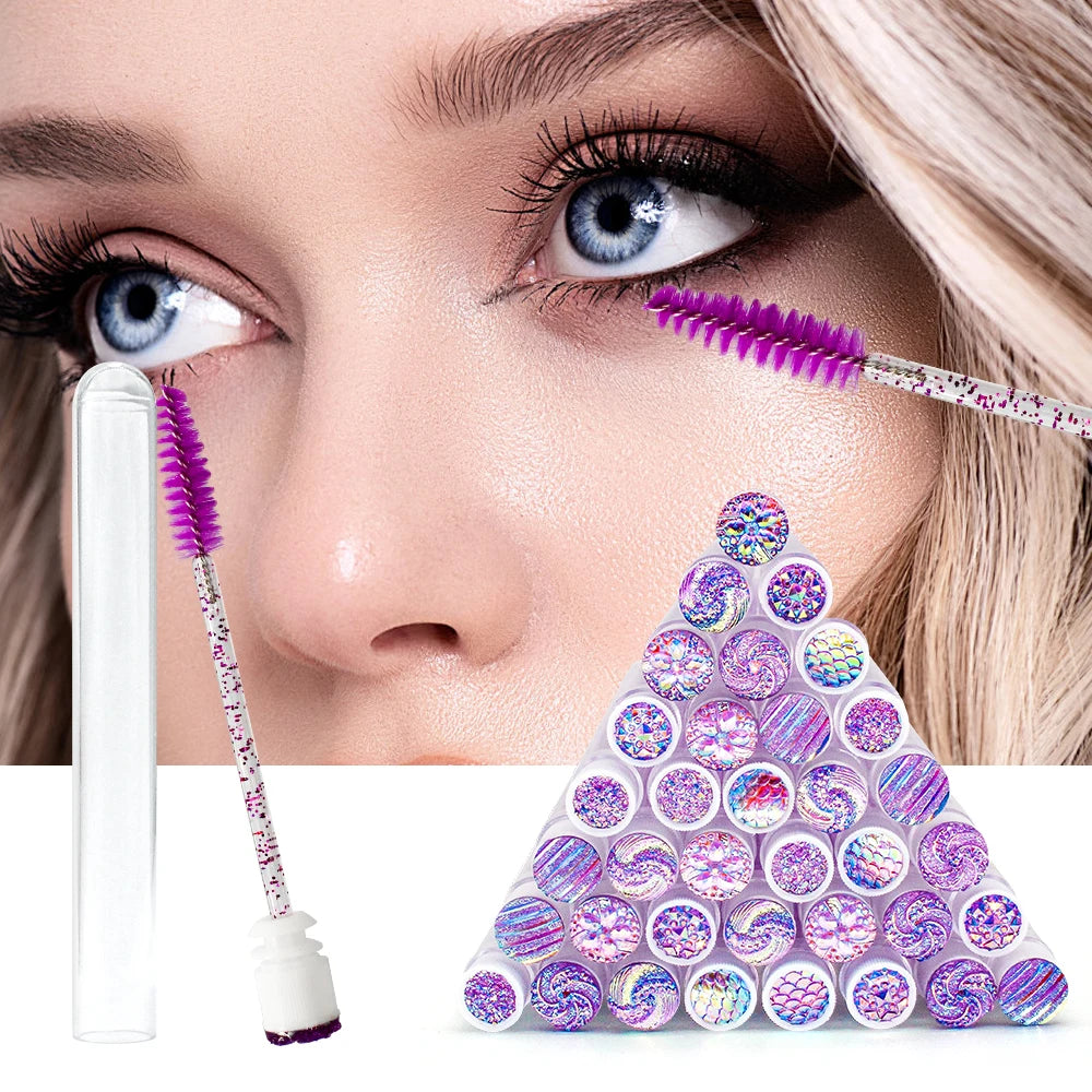 10/50Pcs Disposable Eyelash Brush Reusable Eyelashes Brush Tube Mascara Wands Tubes Dust-Proof Lash Spoolies Storage Makeup Tool