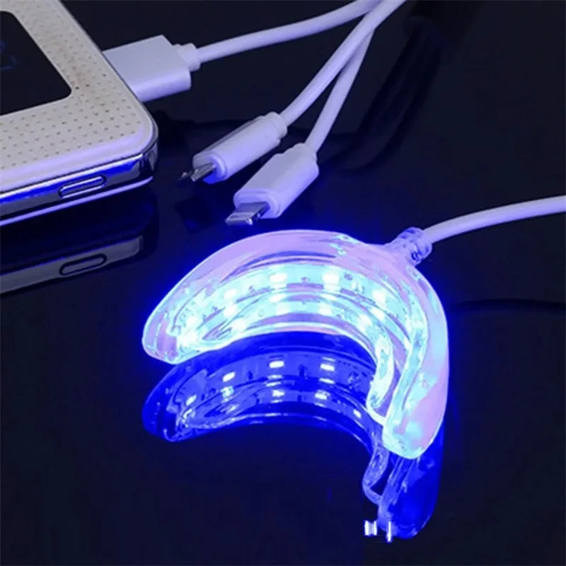 Teeth Whitening Accelerator Smart LED Blue Light Portable Usb/Iphone/Android Charging Device Teeth Whitener Light Gum Tray