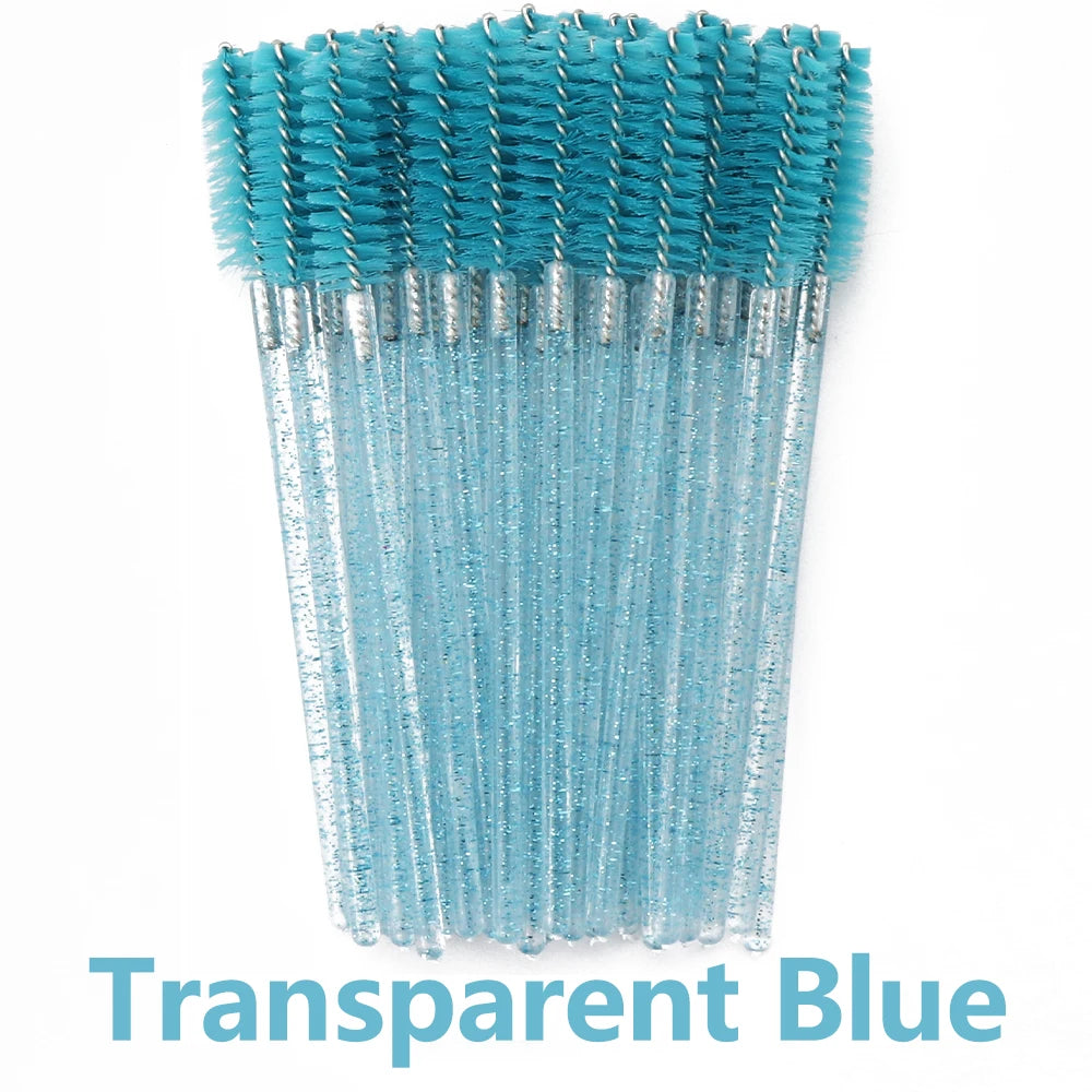 50Pcs Disposable Eyelash Brush Soft Head Crystal Eyebrow Brush Lash Extension Brush Mascara Wand Makeup Tool