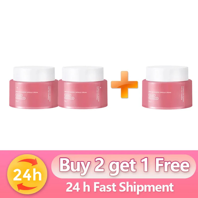 Korean Pink Collagen PDRN Capsule Cream with Niacinamide Cream for Uneven Skin Tone Lightweight Face Moisturizer Non Greasy Care