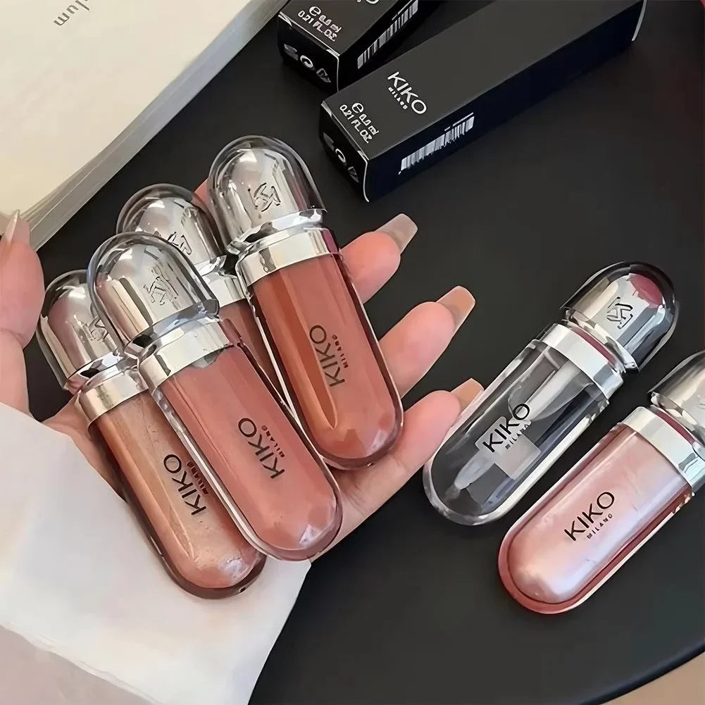 Original  3D Mirror Lip Glaze Waterproof Non Fading and Non Stick Cup Gentle Bean Paste Color Fine Shiny Point Charm Red