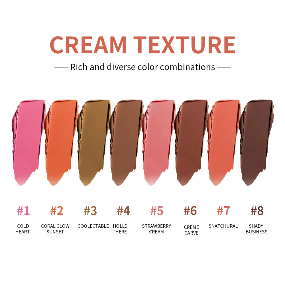 Curve Case Cream Eyebrow Cream Blush Highlighter Palette Matte Shimmer Finishes Shadow Tones Long-Lasting Cosmetics