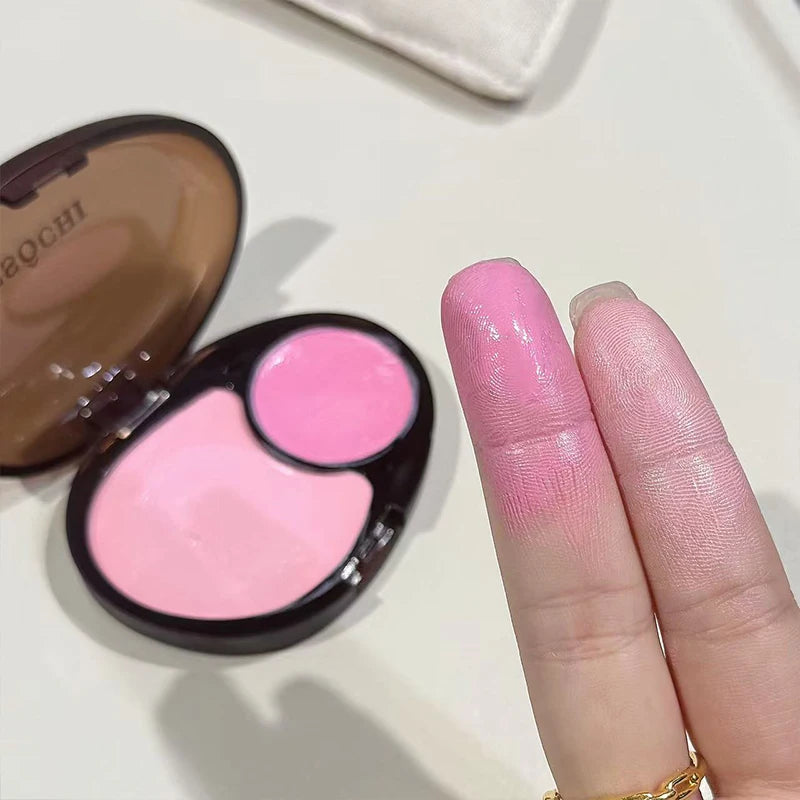 1Pc Two-Color Pink and Tender Jelly Gloss Blush Ointment Purple Waterproof Long Lasting Low Saturation Korean Blush Makeup Cream