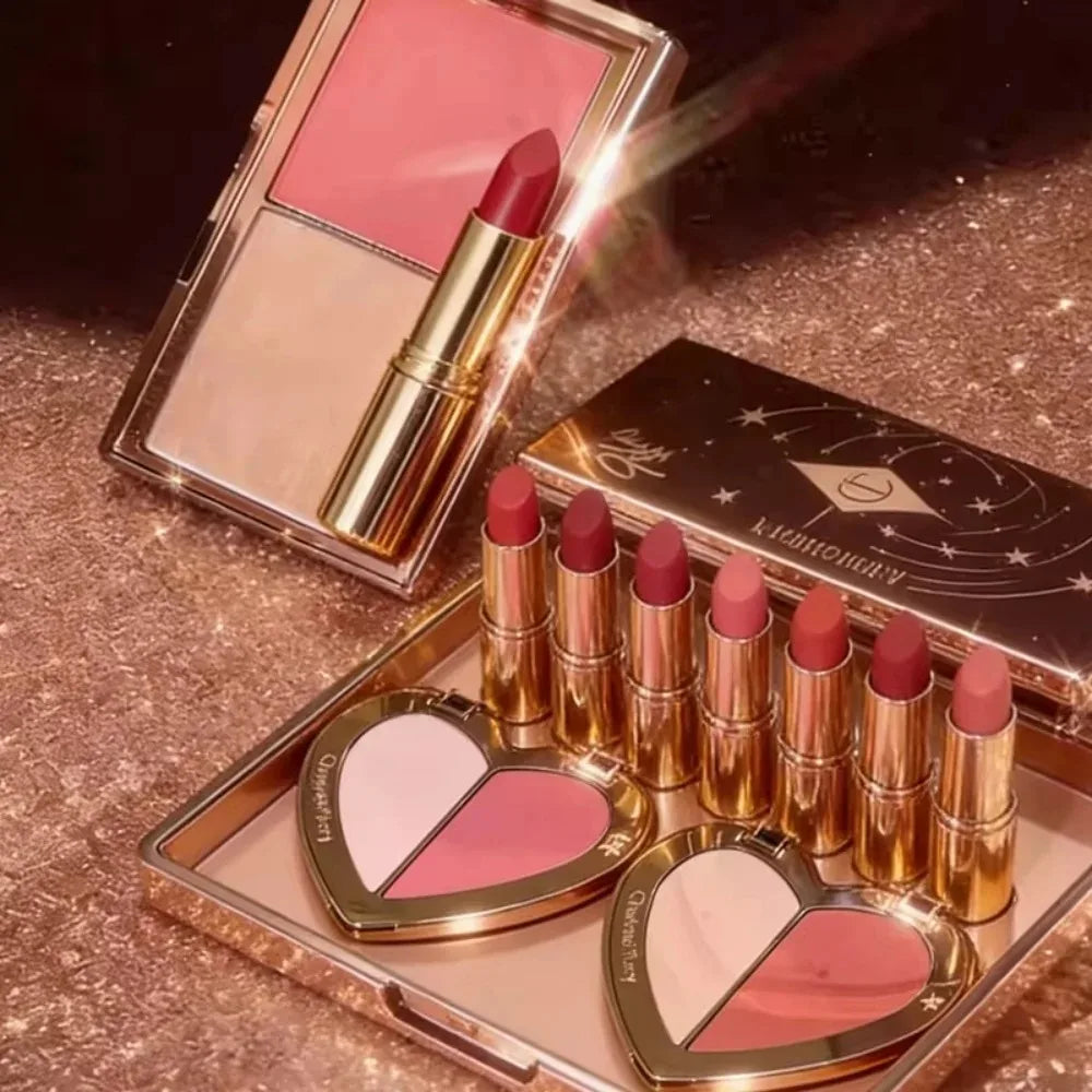 Brightening Oil-Control Powder Compact Delicate and Long-Lasting Silky Dual-Color Blush to Contour the Face