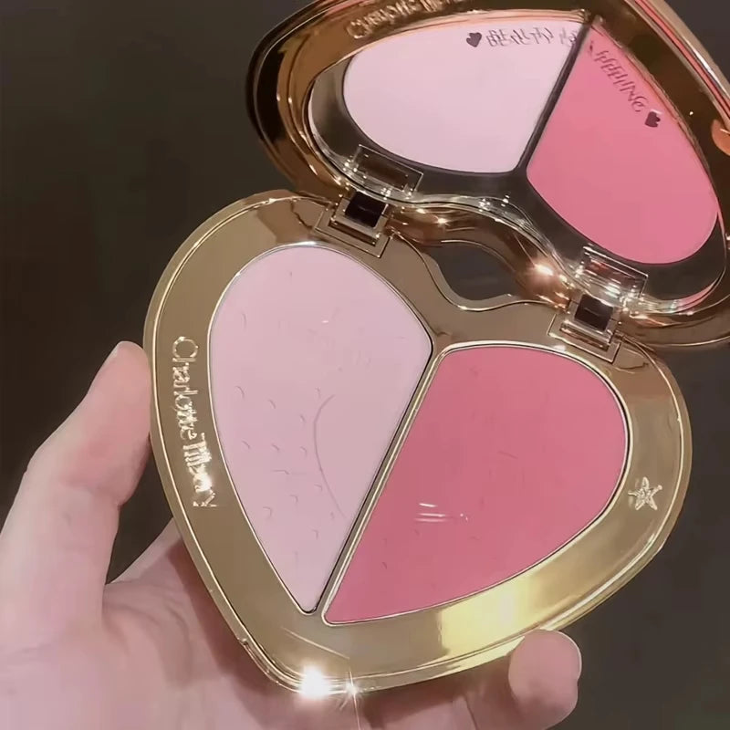 Brightening Oil-Control Powder Compact Delicate and Long-Lasting Silky Dual-Color Blush to Contour the Face