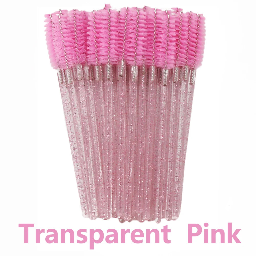 50Pcs Disposable Eyelash Brush Soft Head Crystal Eyebrow Brush Lash Extension Brush Mascara Wand Makeup Tool
