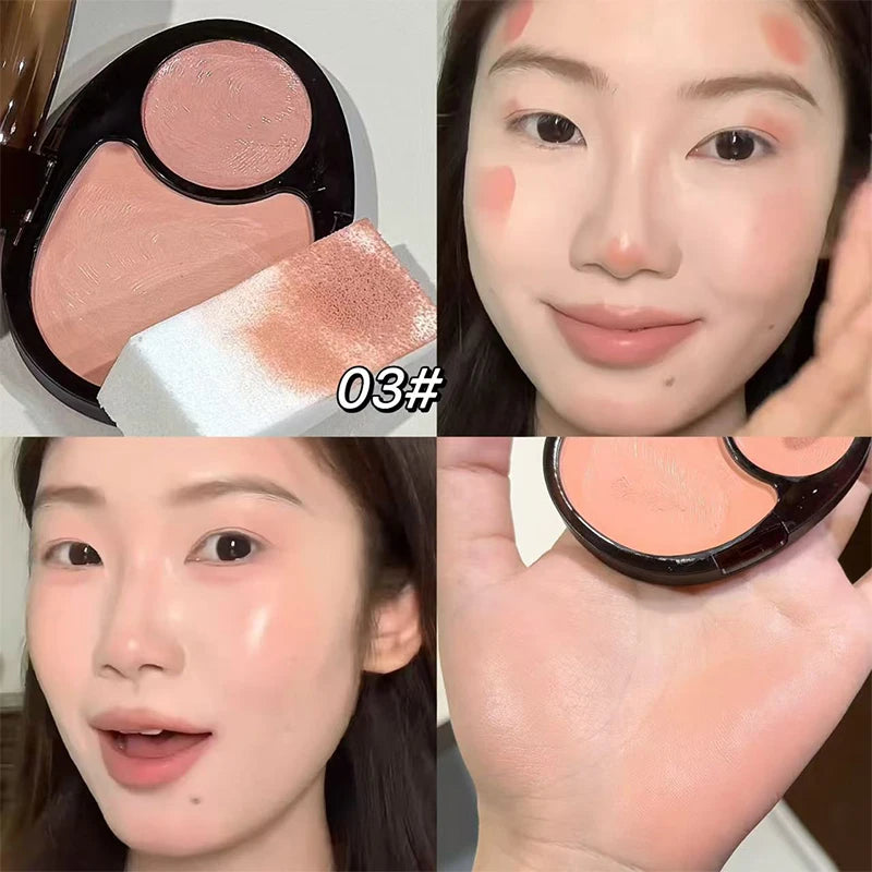1Pc Two-Color Pink and Tender Jelly Gloss Blush Ointment Purple Waterproof Long Lasting Low Saturation Korean Blush Makeup Cream