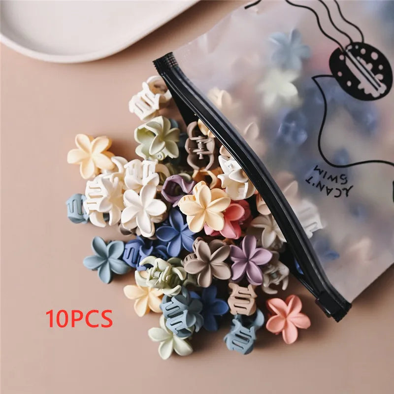 10/20Pcs Small Hair Claw Clips Sweet Color Mixed Flower Frosted Clips Hairpin Barrette for Women Girl Kids Hair Accessories
