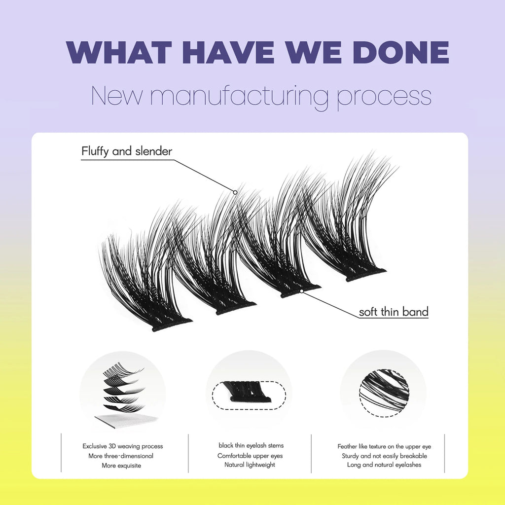 GROINNEYA Lashes Clusters Cat Eyelashes Wispy Individual Lashes Extensions Volume Fluffy Clusters Lashes DIY Eyelashes Makeup