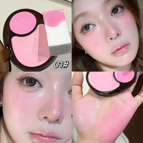 1Pc Two-Color Pink and Tender Jelly Gloss Blush Ointment Purple Waterproof Long Lasting Low Saturation Korean Blush Makeup Cream