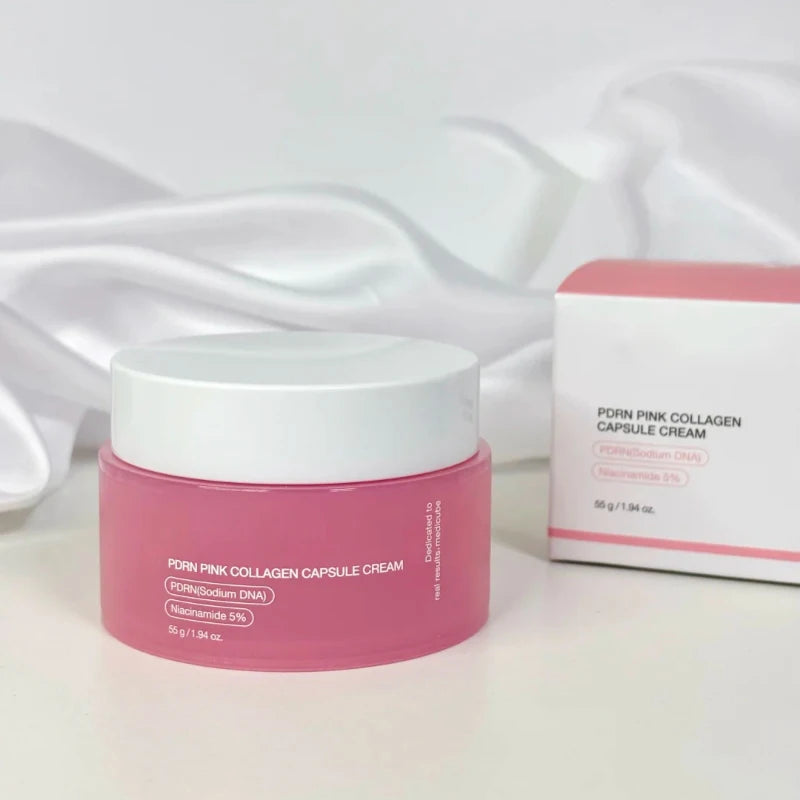 Korean Pink Collagen PDRN Capsule Cream with Niacinamide Cream for Uneven Skin Tone Lightweight Face Moisturizer Non Greasy Care