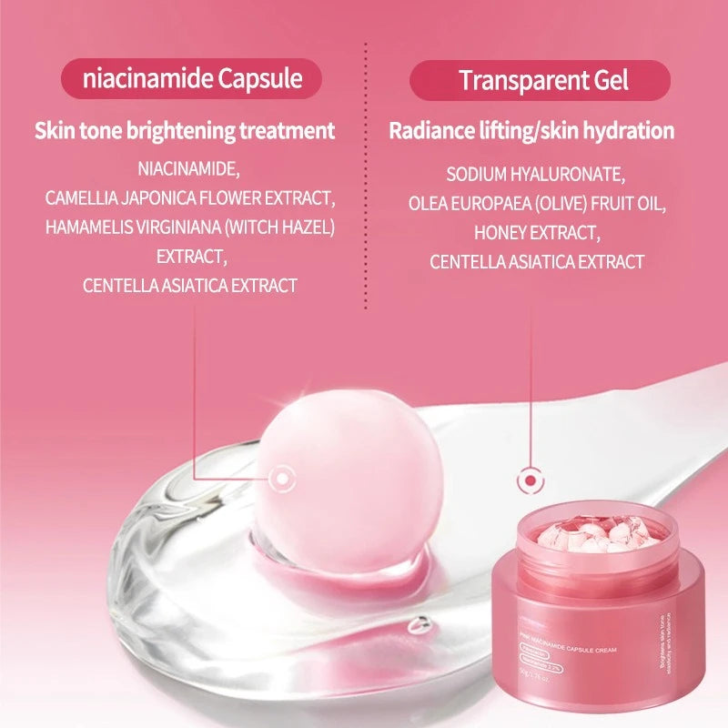 Korean Pink Collagen PDRN Capsule Cream with Niacinamide Cream for Uneven Skin Tone Lightweight Face Moisturizer Non Greasy Care