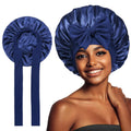 Bonnet Adjustable Satin Silk Hair Tie Band Wide-Brimmed Night Sleeping Bathing Hat Bonnet for Women Unisex Protective Headwear
