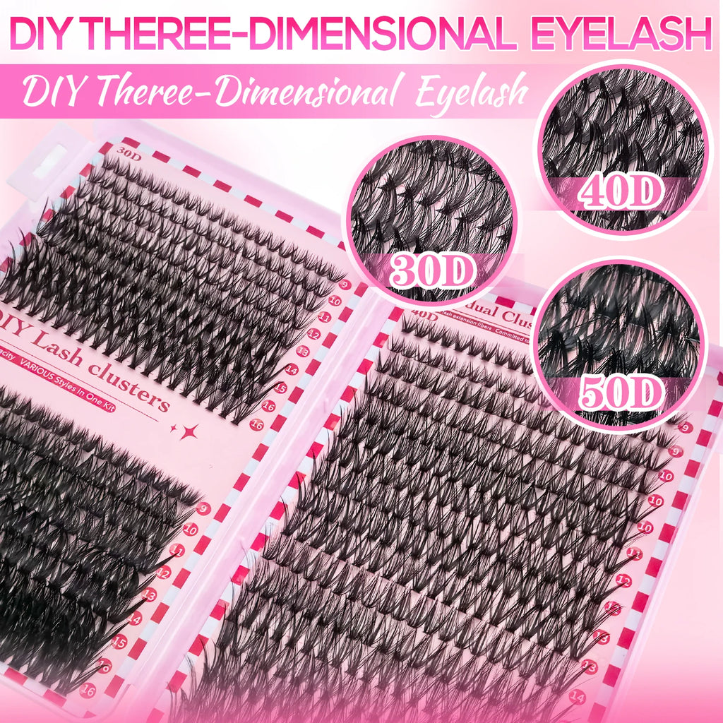 320/600/790 Cluster Lashes Kit – Daily & Party Essential with Mix-And-Match Lengths! Perfect for Effortless Glam Anytime