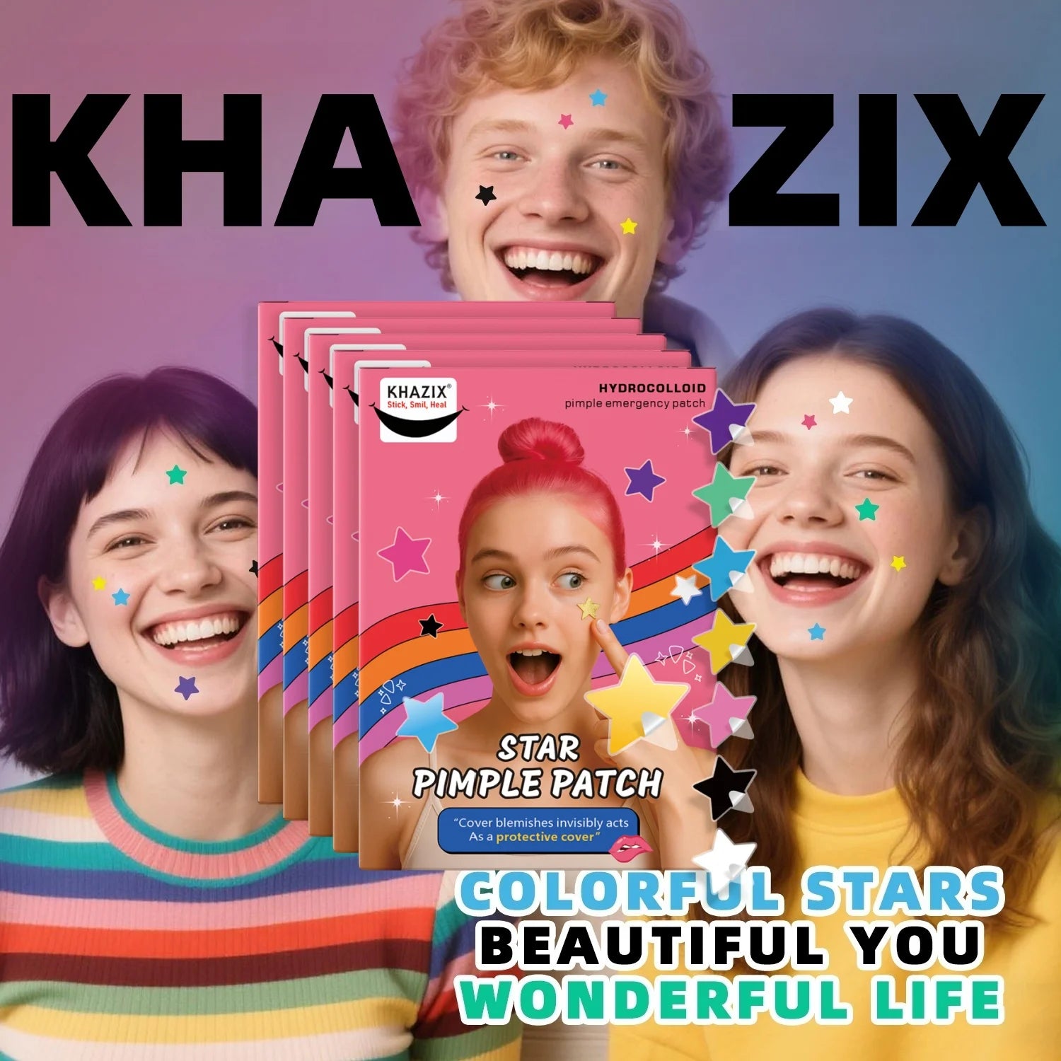 40 Pieces of Multi-Color Star Acne Patches, Facial Acne Patches, Concealer Acne Patches, and Pimples Patches, Ultra-Thin