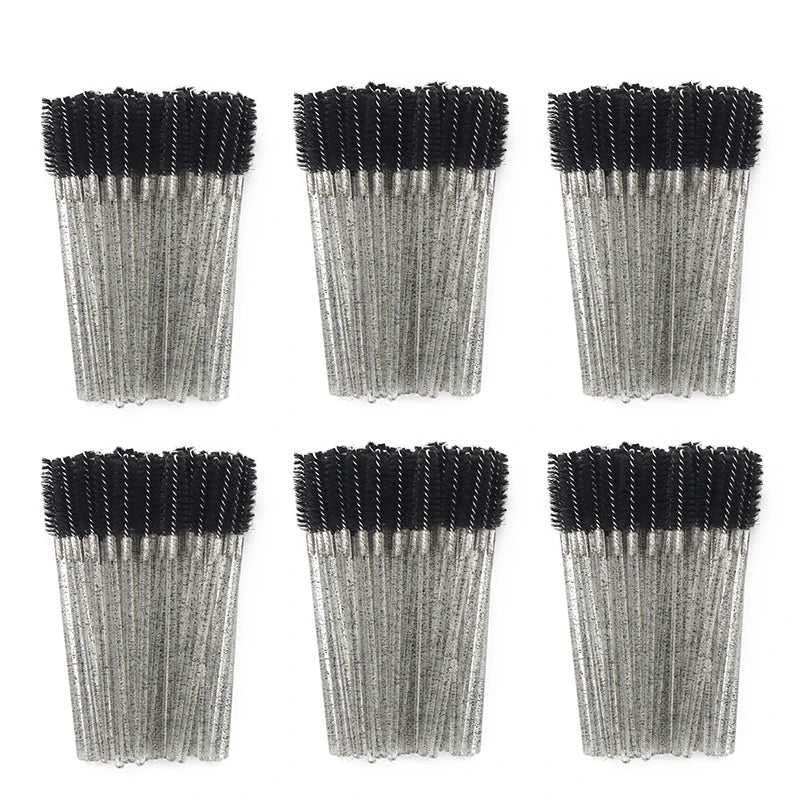 50Pcs Disposable Eyelash Brush Soft Head Crystal Eyebrow Brush Lash Extension Brush Mascara Wand Makeup Tool