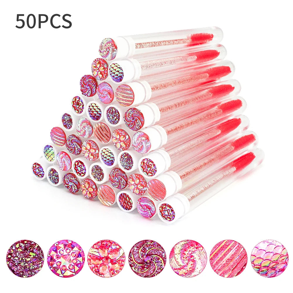 10/50Pcs Disposable Eyelash Brush Reusable Eyelashes Brush Tube Mascara Wands Tubes Dust-Proof Lash Spoolies Storage Makeup Tool