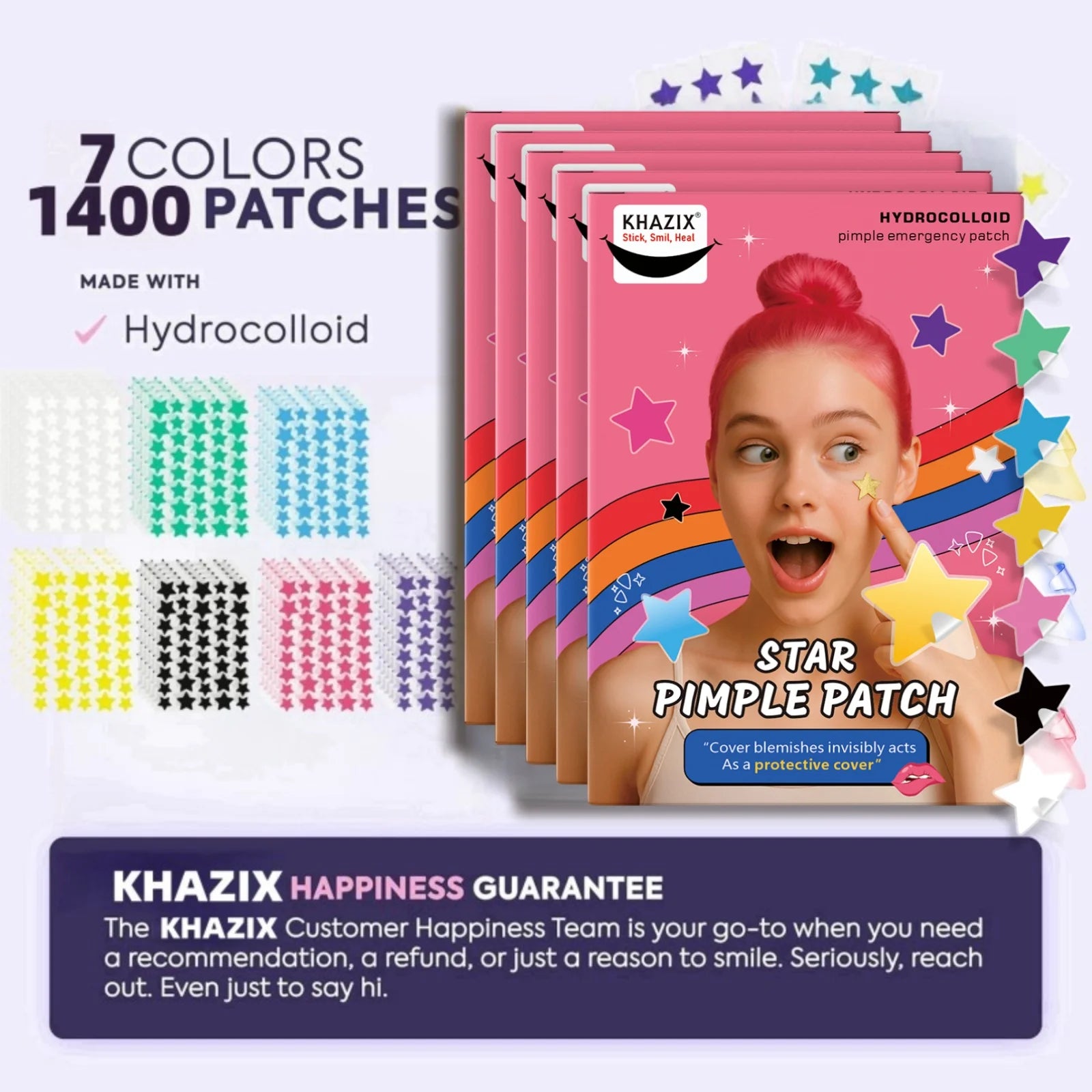40 Pieces of Multi-Color Star Acne Patches, Facial Acne Patches, Concealer Acne Patches, and Pimples Patches, Ultra-Thin