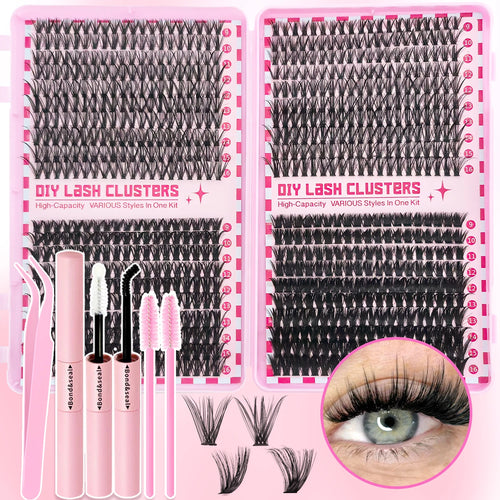 320/600/790 Cluster Lashes Kit – Daily & Party Essential with Mix-And-Match Lengths! Perfect for Effortless Glam Anytime