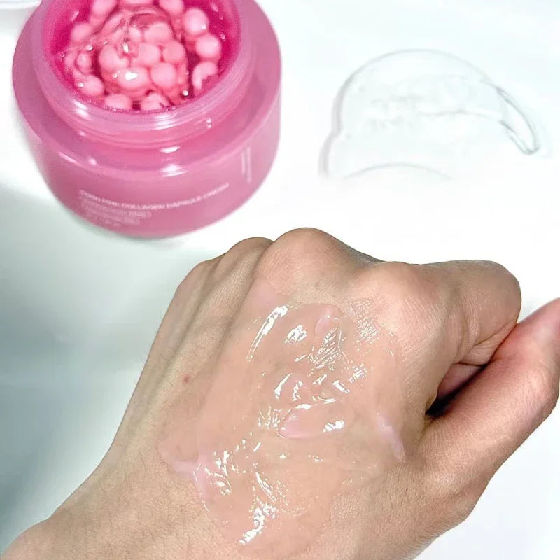 Korean Pink Collagen PDRN Capsule Cream with Niacinamide Cream for Uneven Skin Tone Lightweight Face Moisturizer Non Greasy Care