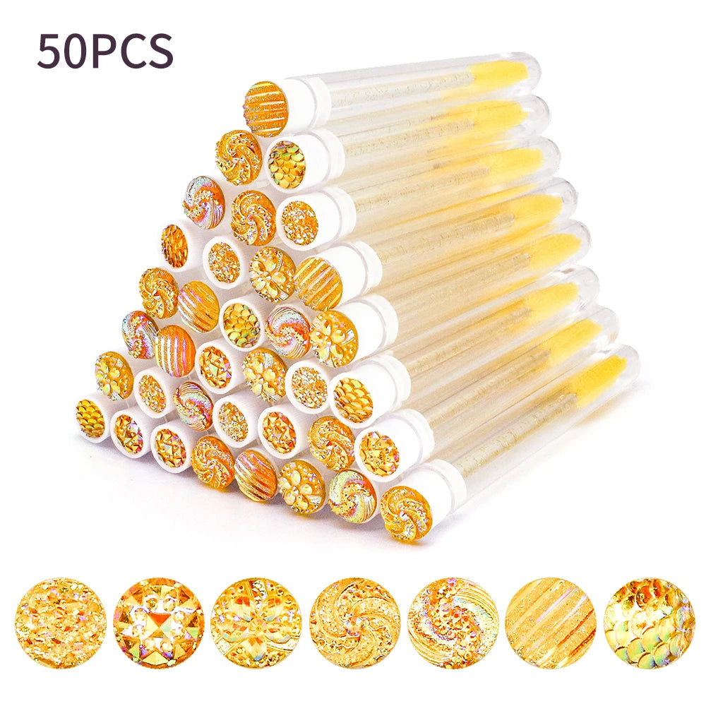 10/50Pcs Disposable Eyelash Brush Reusable Eyelashes Brush Tube Mascara Wands Tubes Dust-Proof Lash Spoolies Storage Makeup Tool