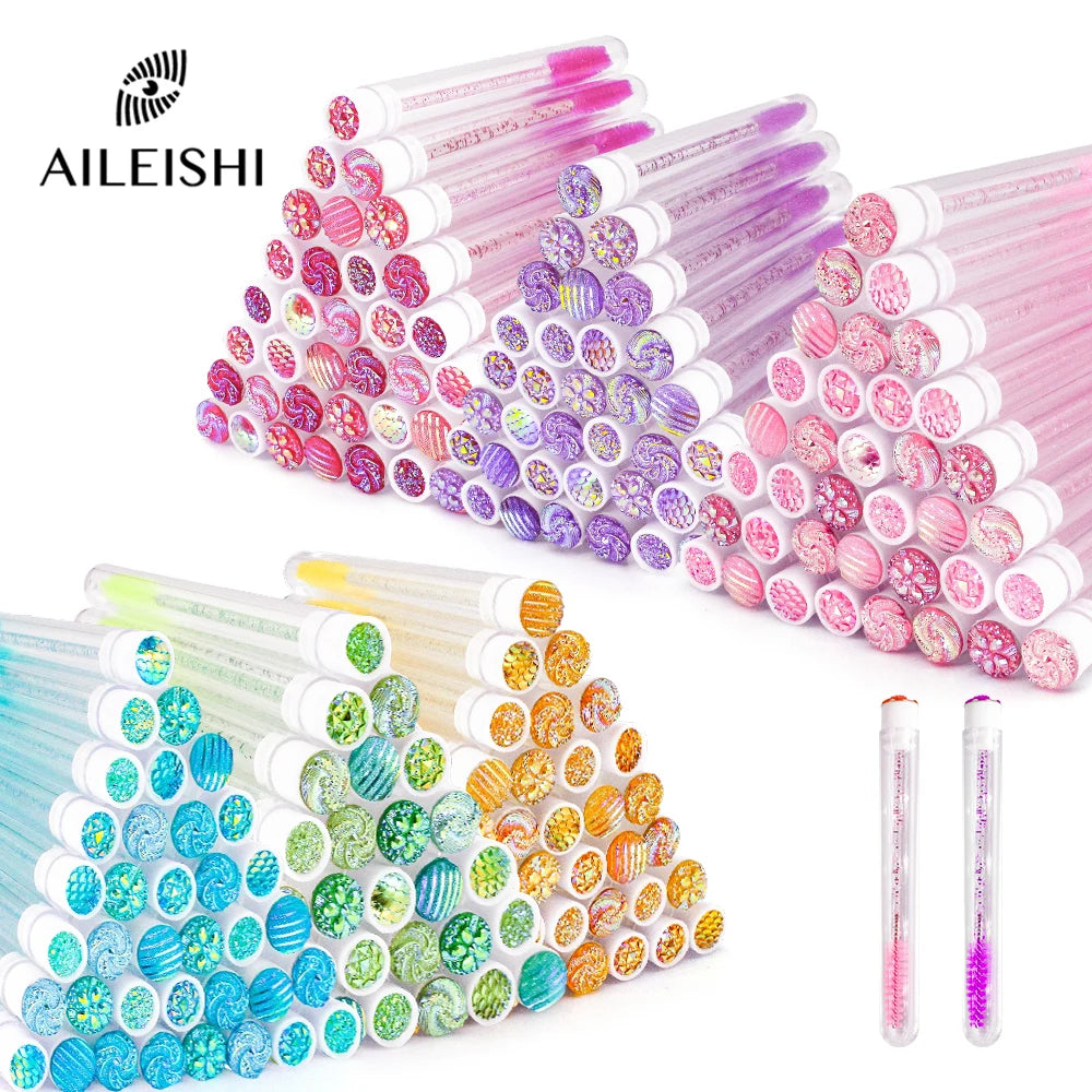 10/50Pcs Disposable Eyelash Brush Reusable Eyelashes Brush Tube Mascara Wands Tubes Dust-Proof Lash Spoolies Storage Makeup Tool